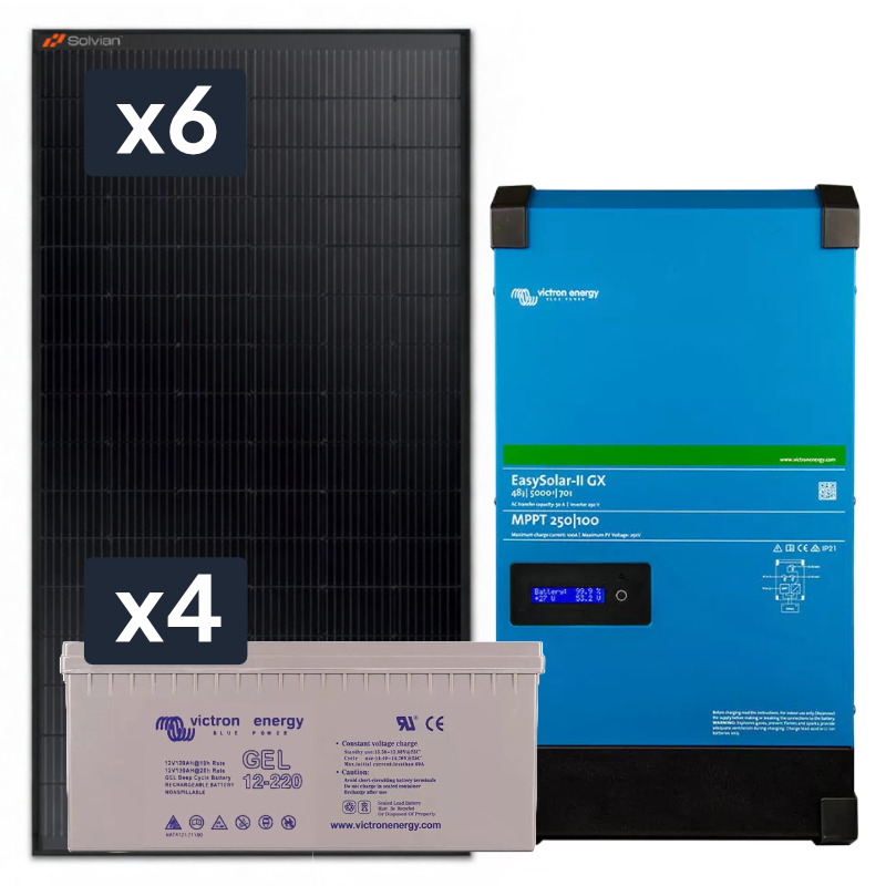 Obrazek produktu Elektrownia słoneczna 2730Wp Hybrydowa z akumulatorami 880Ah i przetwornicą 4000W (SKU: 2562) importowany z CSV (SunTrack)