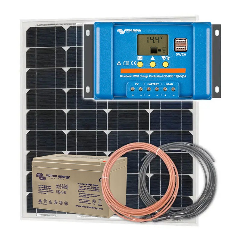 Obrazek produktu Panel słoneczny 55W i akumulator AGM 14Ah z regulatorem LCD (SKU: 28) importowany z CSV (SunTrack)