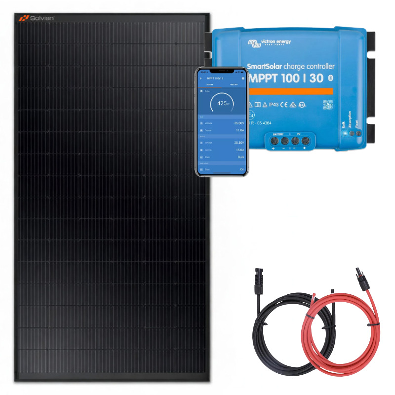 Obrazek produktu Zestaw do kampera panel sztywny 455W, regulator ładowania 30A MPPT (SKU: 2587) importowany z CSV (SunTrack)