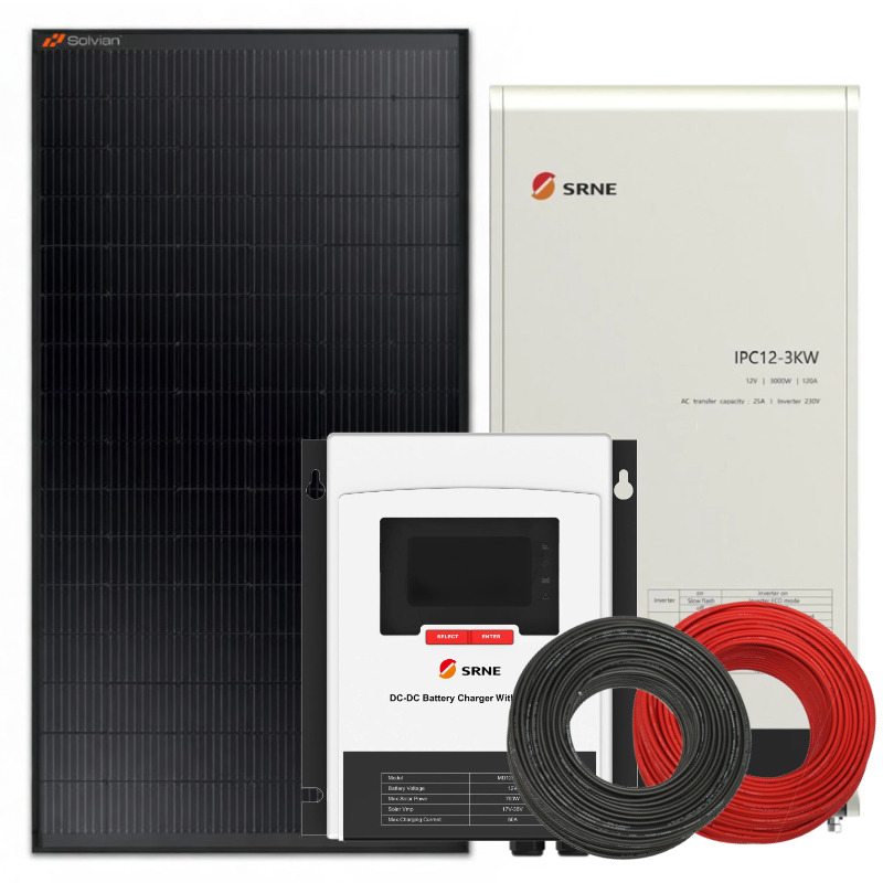 Obrazek produktu Zestaw solarny 455 W do kampera – ładowanie dwóch akumulatorów i zasilanie z alternatora (SKU: 3977) importowany z CSV (SunTrack)